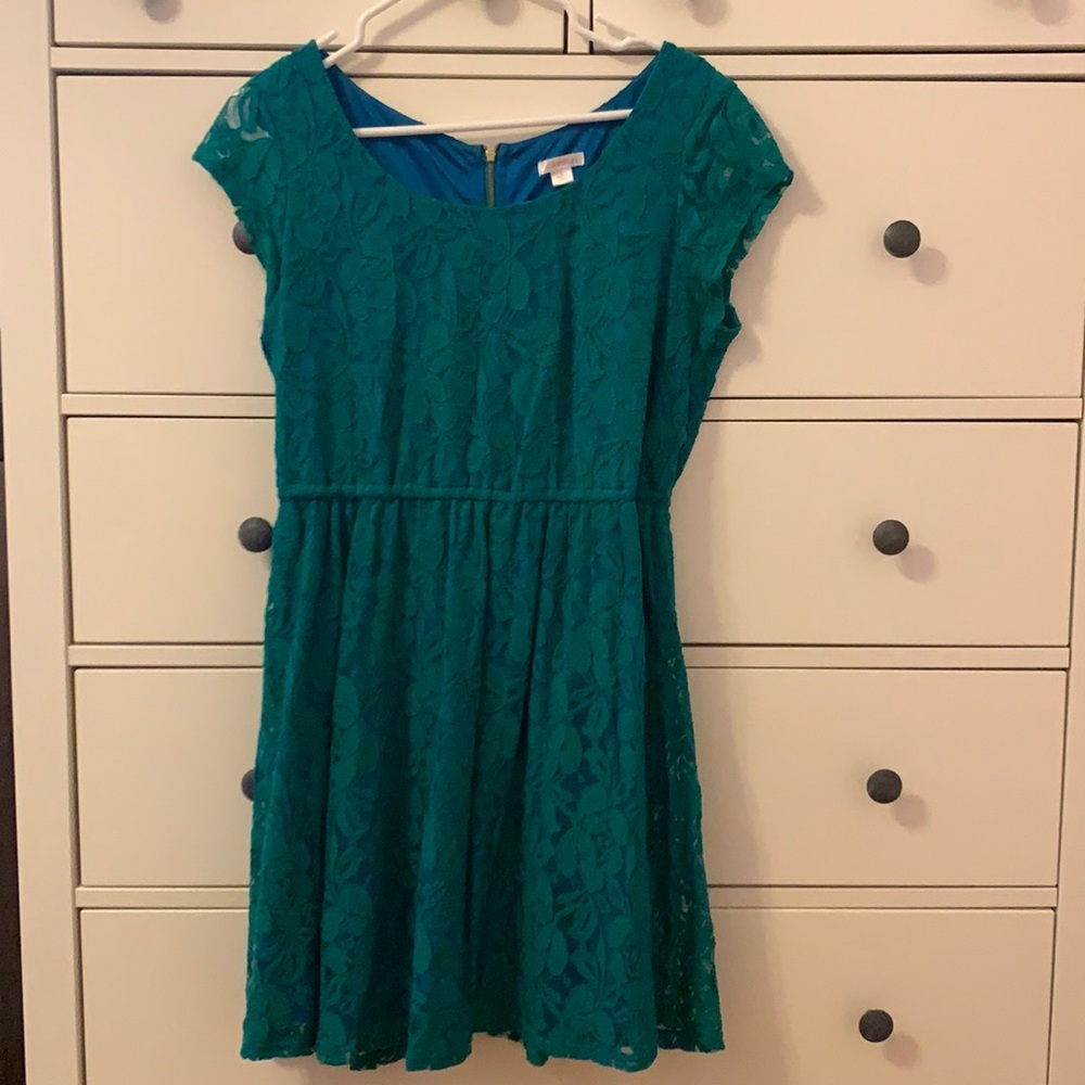 Xhiliration Teal/Blue Lace Dress